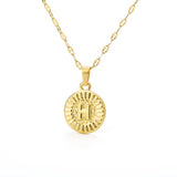 Shiny Jewellery A-Z initial Round Letter Pendant Necklace For Women Stainless Steel
