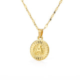Shiny Jewellery A-Z initial Round Letter Pendant Necklace For Women Stainless Steel