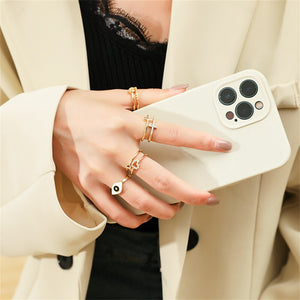 Shiny Jewellery Adjustable Enamel Evil Eye Rings Women Men Punk Jewelry Copper