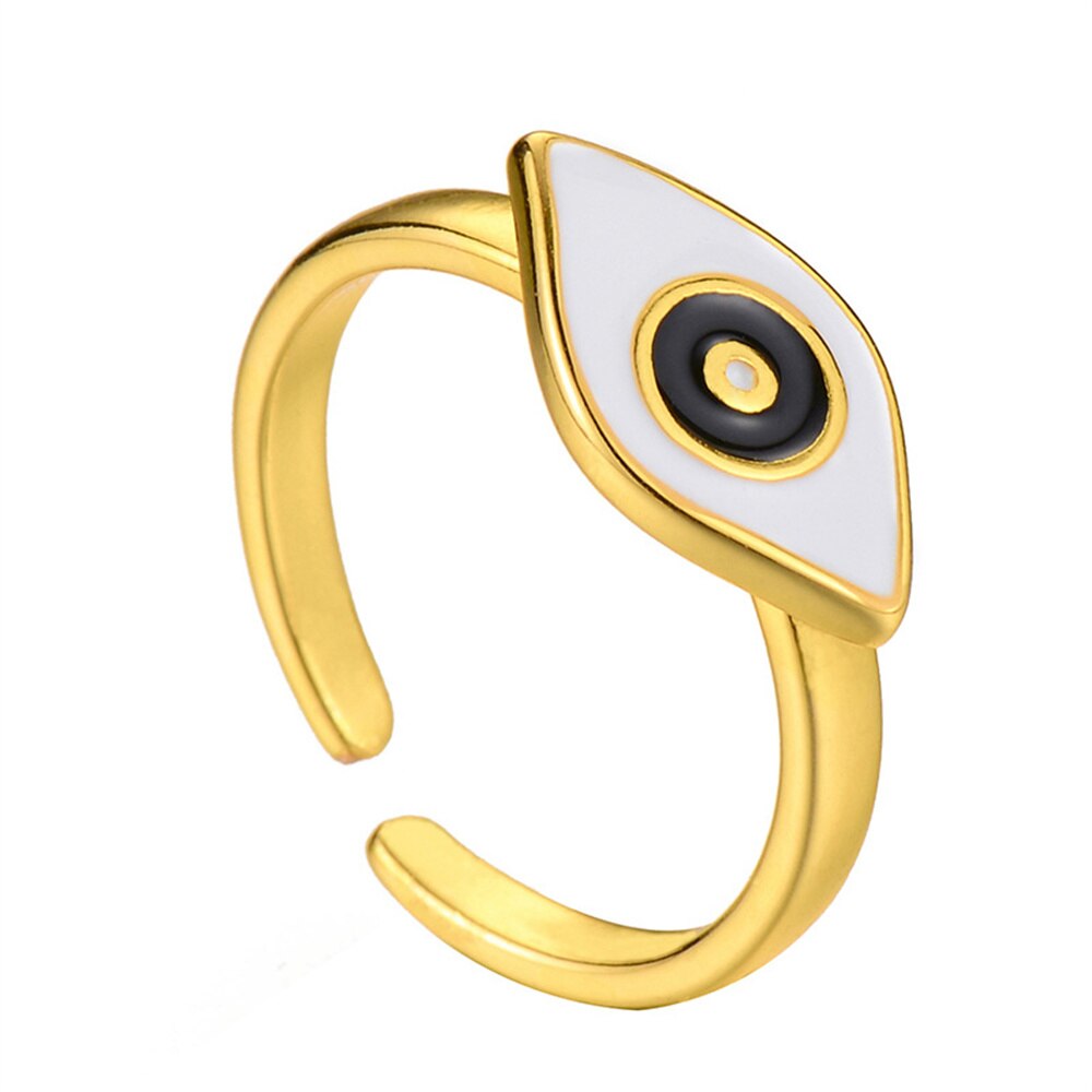 Shiny Jewellery Adjustable Enamel Evil Eye Rings Women Men Punk Jewelry Copper
