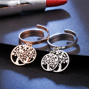 Tree of Life Stainless Steel Rings for Women Fashion Silvery Comfort Fit Rings - Vico Rena