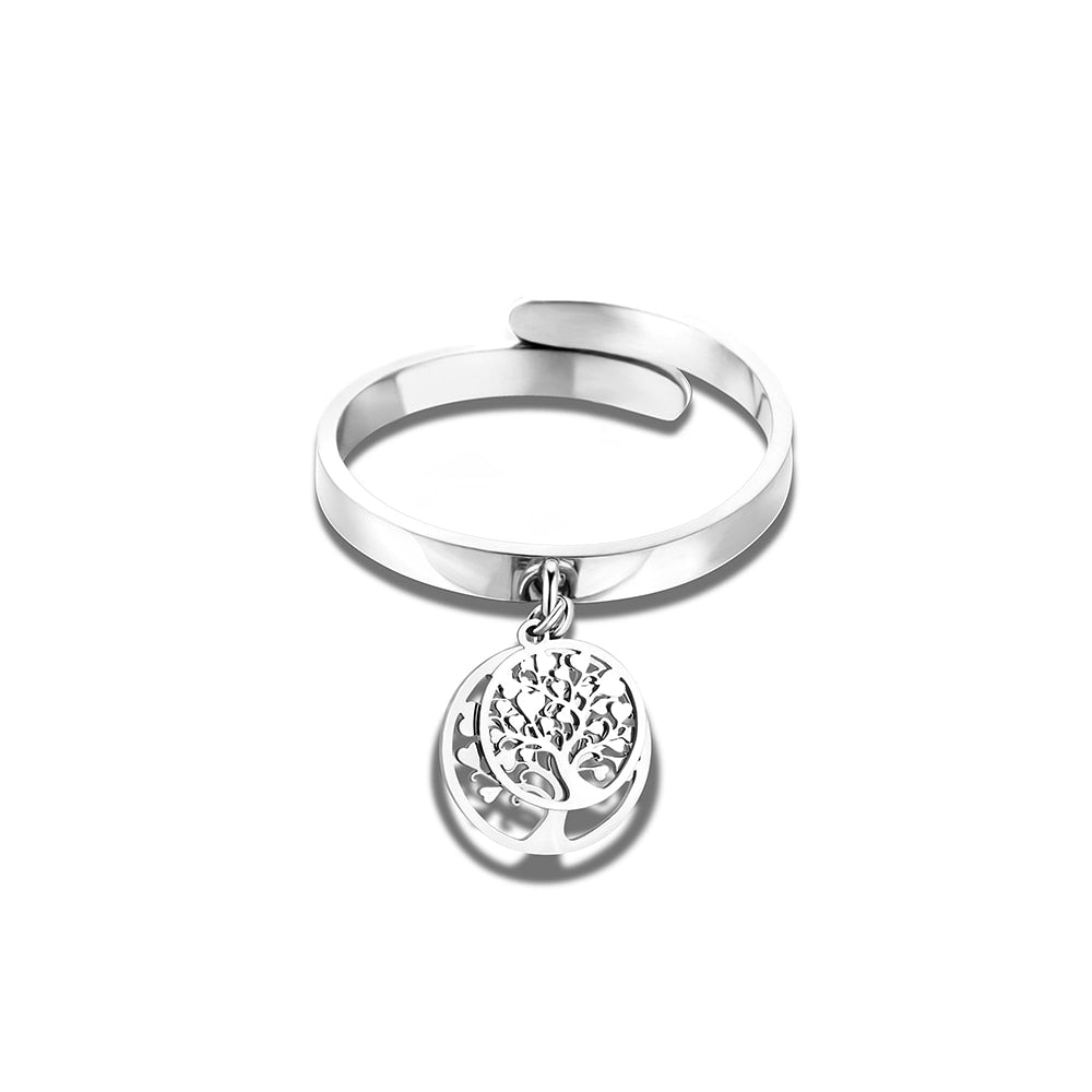 Tree of Life Stainless Steel Rings for Women Fashion Silvery Comfort Fit Rings - Vico Rena