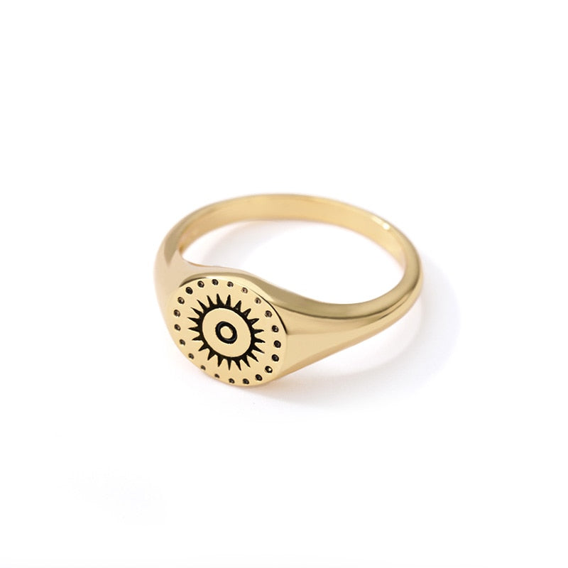 Indian Aesthetic Ring Women Stainless Steel Sun Face Punk Rings - Vico Rena