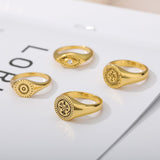 Indian Aesthetic Ring Women Stainless Steel Sun Face Punk Rings - Vico Rena