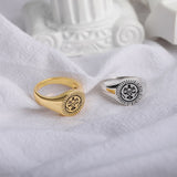 Indian Aesthetic Ring Women Stainless Steel Sun Face Punk Rings - Vico Rena