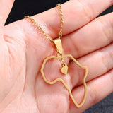 Shiny Jewellery Africa Map With a Heart Choker Gold Sliver Color Stainless Steel Necklace
