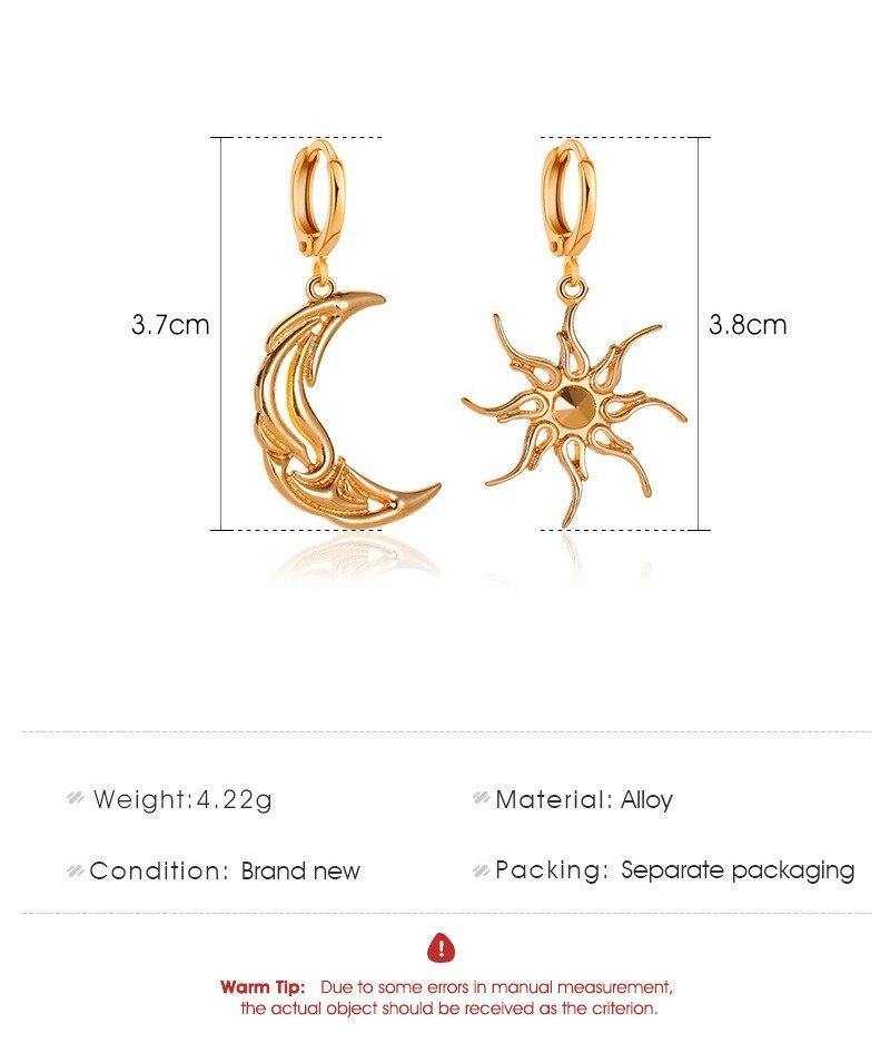 Asymmetric Sun Moon Dangle Earrings Fashion - Vico Rena