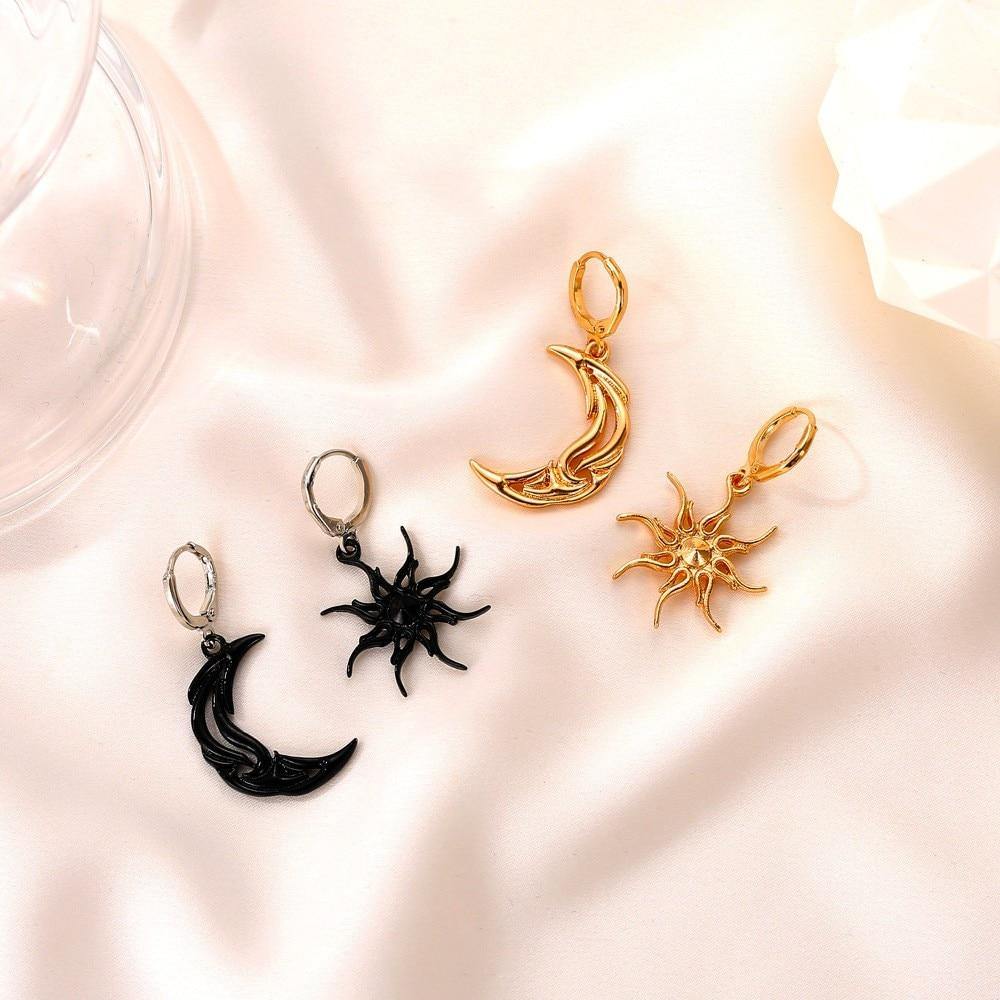 Asymmetric Sun Moon Dangle Earrings Fashion - Vico Rena