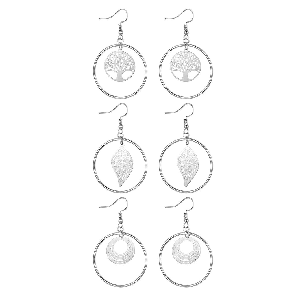 Shiny Jewellery Tree Of Life Earrings Hollow leaves Dangle Women Fashion Jewelry Gift Copper