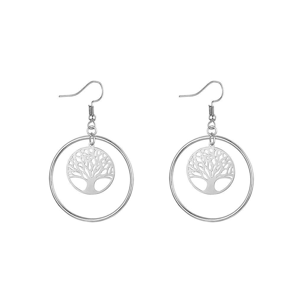 Shiny Jewellery Tree Of Life Earrings Hollow leaves Dangle Women Fashion Jewelry Gift Copper