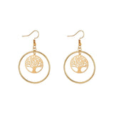 Shiny Jewellery Tree Of Life Earrings Hollow leaves Dangle Women Fashion Jewelry Gift Copper