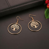 Shiny Jewellery Tree Of Life Earrings Hollow leaves Dangle Women Fashion Jewelry Gift Copper