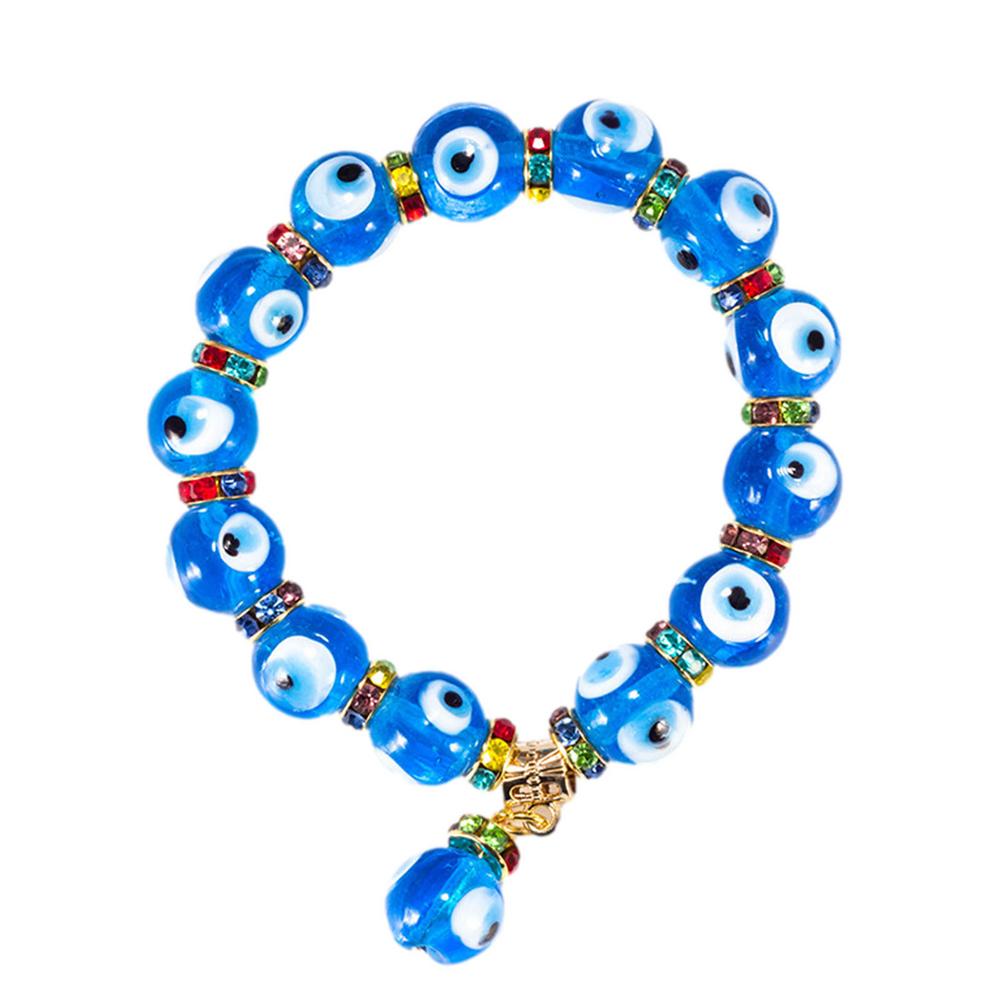 Shiny Jewellery Evil Eye Bracelet Blue Crystal Bracelet Glass Gemstone Amulet Eyes Beads