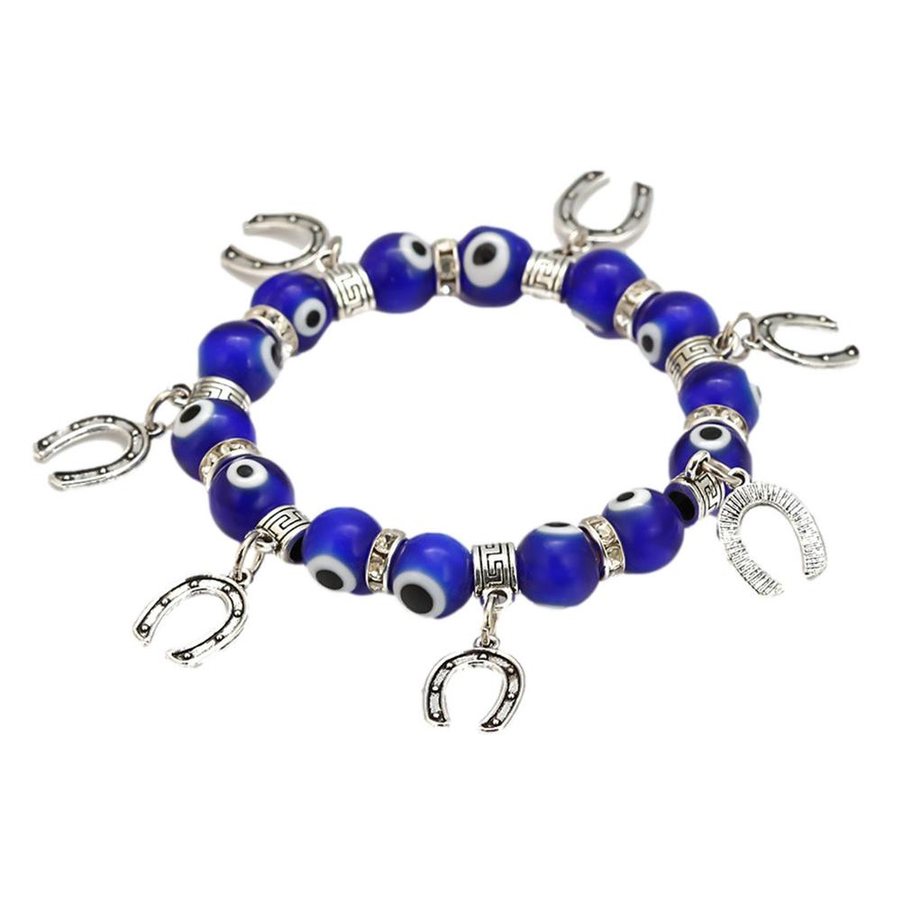 Shiny Jewellery Evil Eye Bracelet Blue Crystal Bracelet Glass Gemstone Amulet Eyes Beads