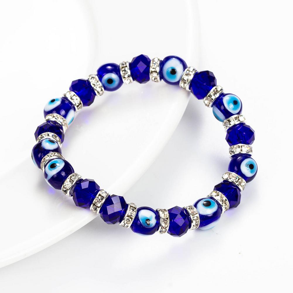 Shiny Jewellery Evil Eye Bracelet Blue Crystal Bracelet Glass Gemstone Amulet Eyes Beads