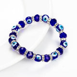 Shiny Jewellery Evil Eye Bracelet Blue Crystal Bracelet Glass Gemstone Amulet Eyes Beads