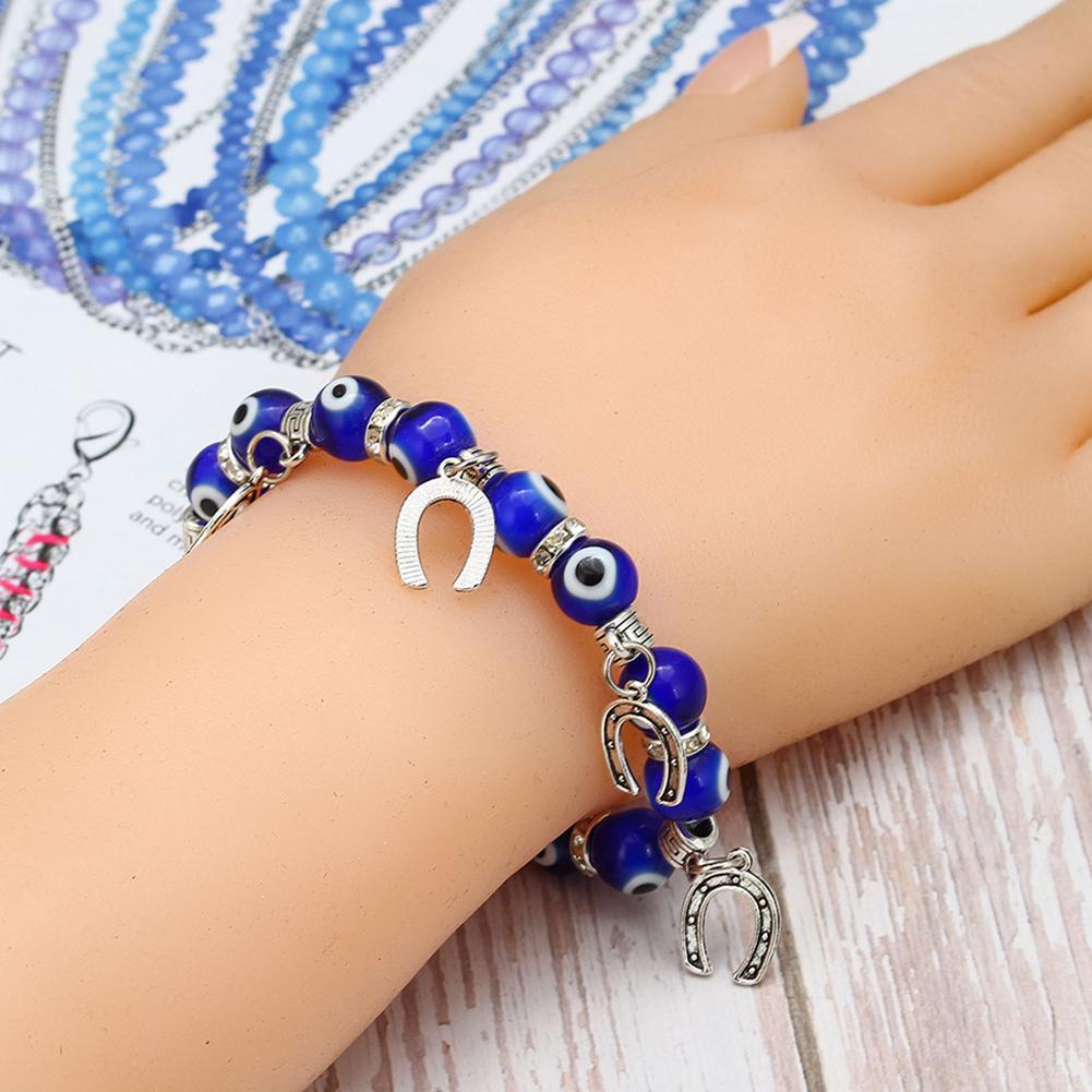 Shiny Jewellery Evil Eye Bracelet Blue Crystal Bracelet Glass Gemstone Amulet Eyes Beads