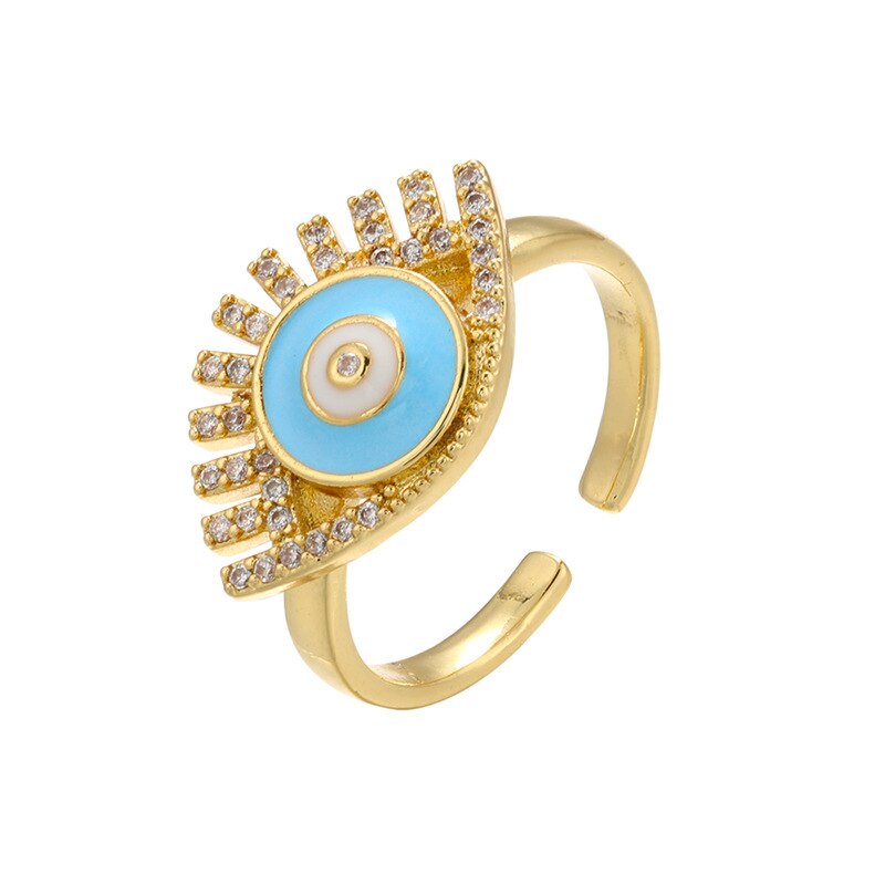 Shiny Jewellery Evil Eye Rings Blue Eye HipHop Punk Shiny Zircon