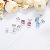 Shiny Jewellery Colorful crystal Ball Ear Jewelry 6/8mm Women Girls Simple