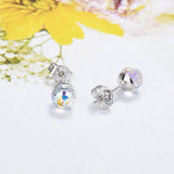 Shiny Jewellery Colorful crystal Ball Ear Jewelry 6/8mm Women Girls Simple