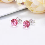 Shiny Jewellery Colorful crystal Ball Ear Jewelry 6/8mm Women Girls Simple