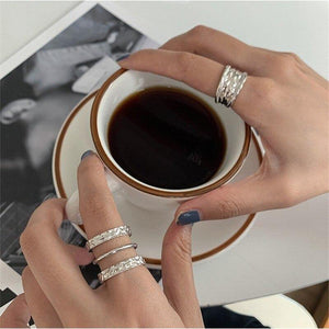 Creative Tinfoil Pattern Rings Fashion Geometric Multi-layer Parallel Lines - Vico Rena