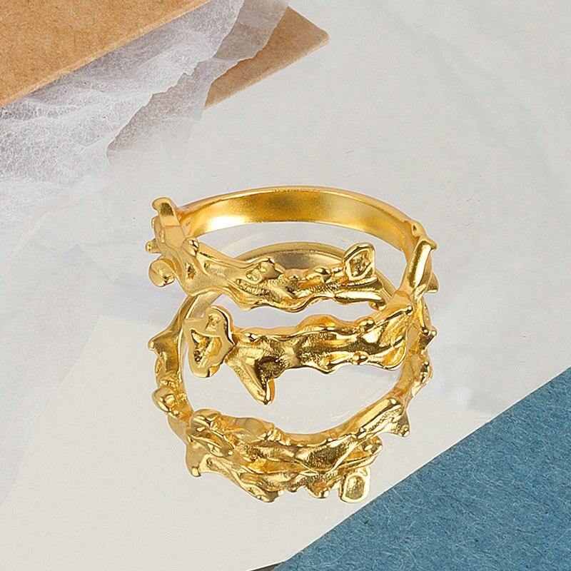 Creative Tinfoil Pattern Rings Fashion Geometric Multi-layer Parallel Lines - Vico Rena