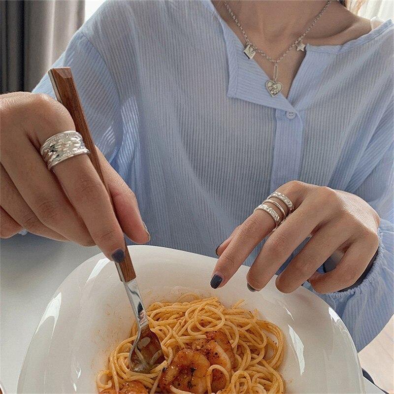 Creative Tinfoil Pattern Rings Fashion Geometric Multi-layer Parallel Lines - Vico Rena