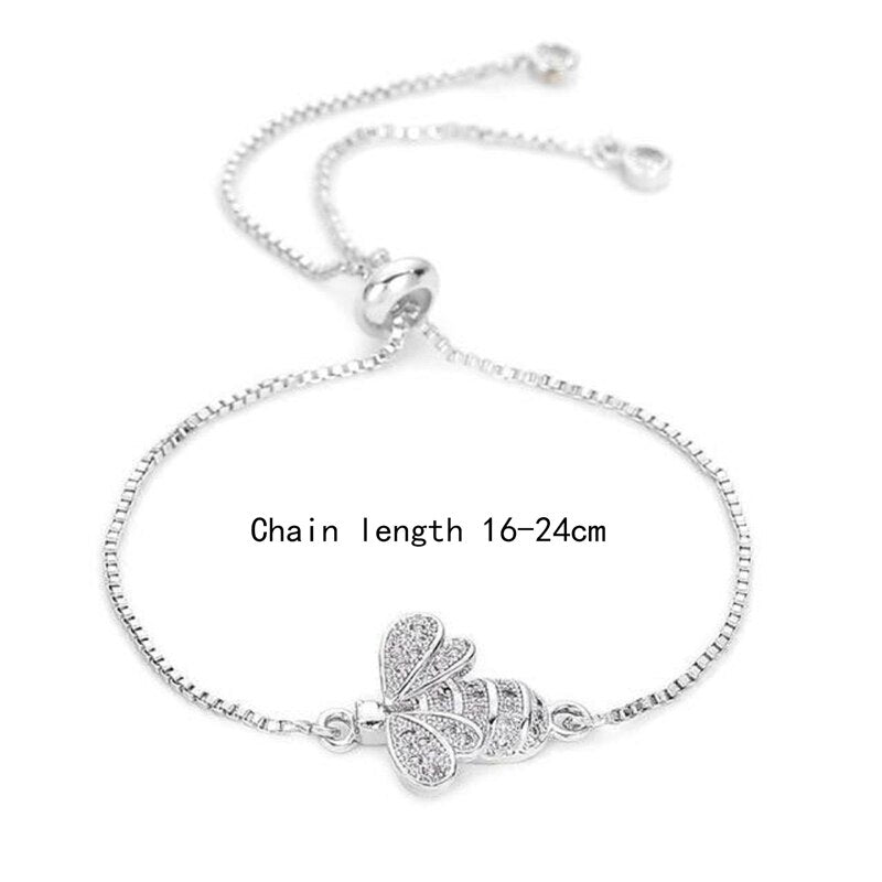 Shiny Jewellery Charm Bracelets For Women Gold Chain Crystal Bracelet Adjustable