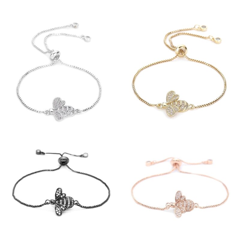 Shiny Jewellery Charm Bracelets For Women Gold Chain Crystal Bracelet Adjustable