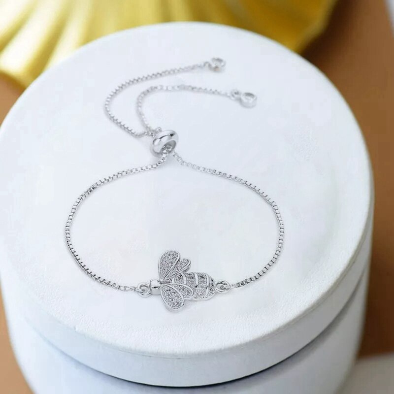 Shiny Jewellery Charm Bracelets For Women Gold Chain Crystal Bracelet Adjustable