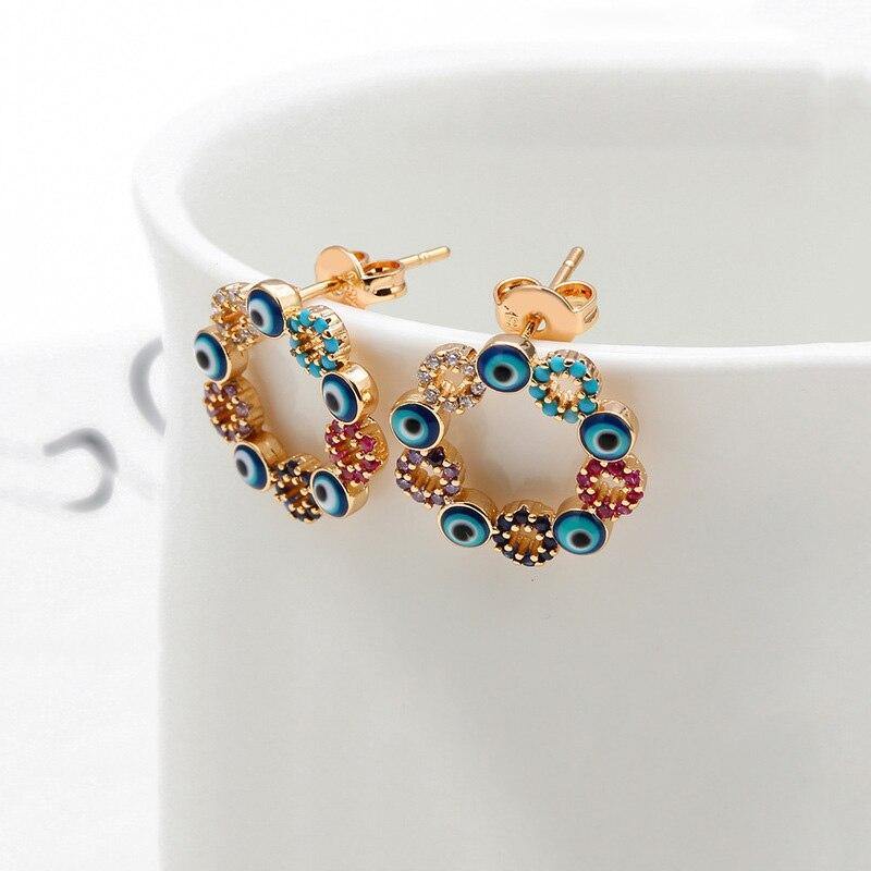 Evil Eye Earrings For Women Vintage Cute Flower Round - Vico Rena