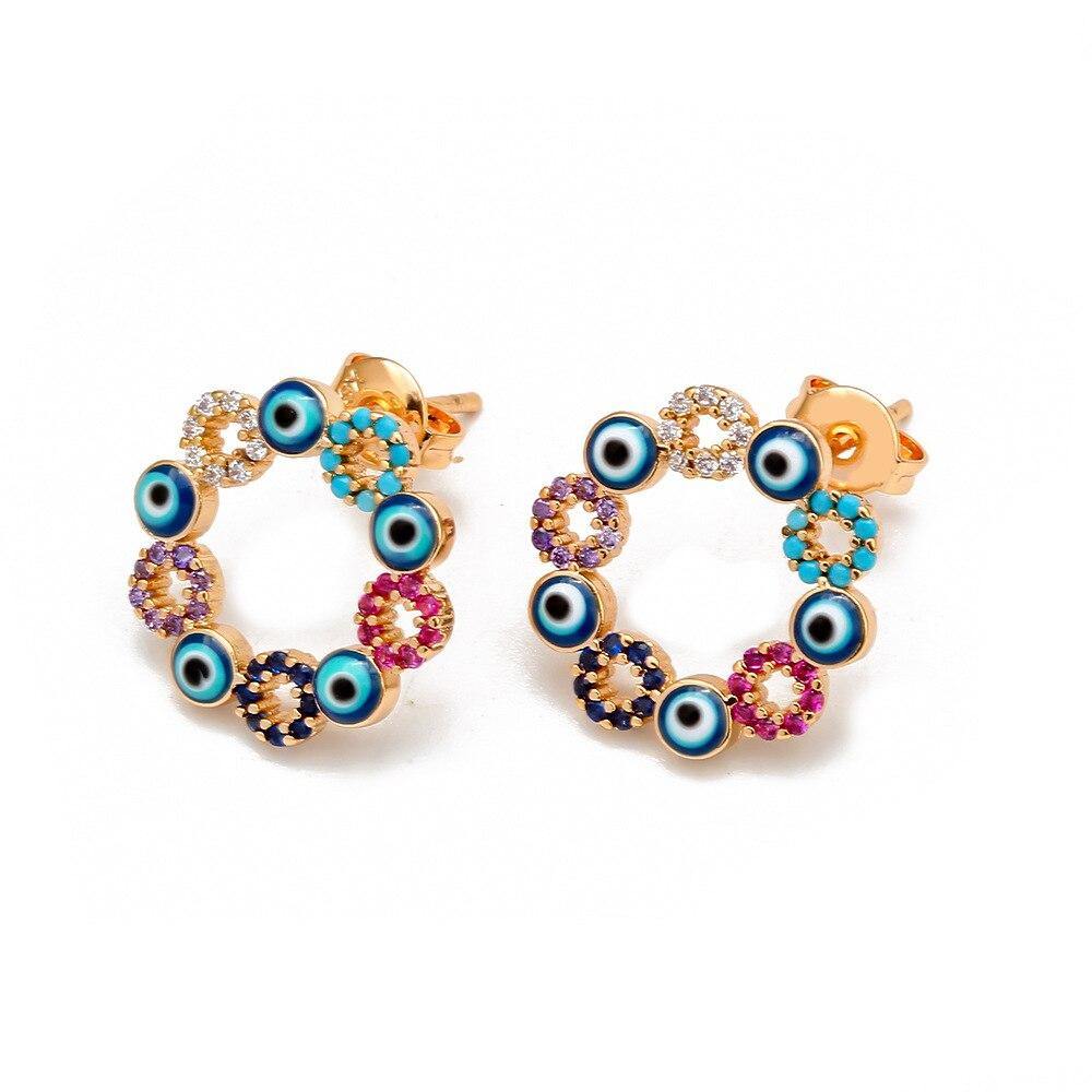 Evil Eye Earrings For Women Vintage Cute Flower Round - Vico Rena