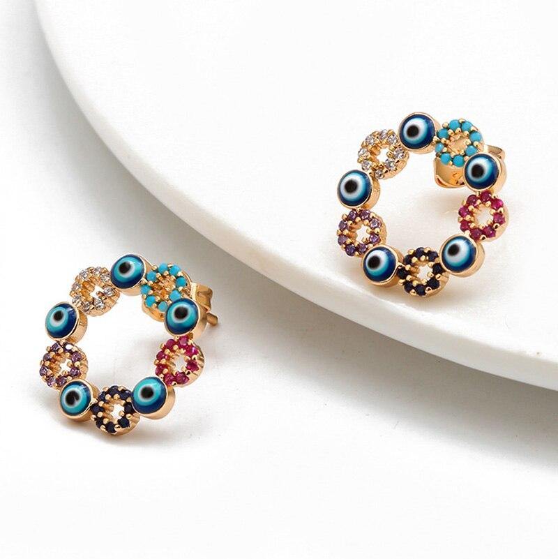 Evil Eye Earrings For Women Vintage Cute Flower Round - Vico Rena
