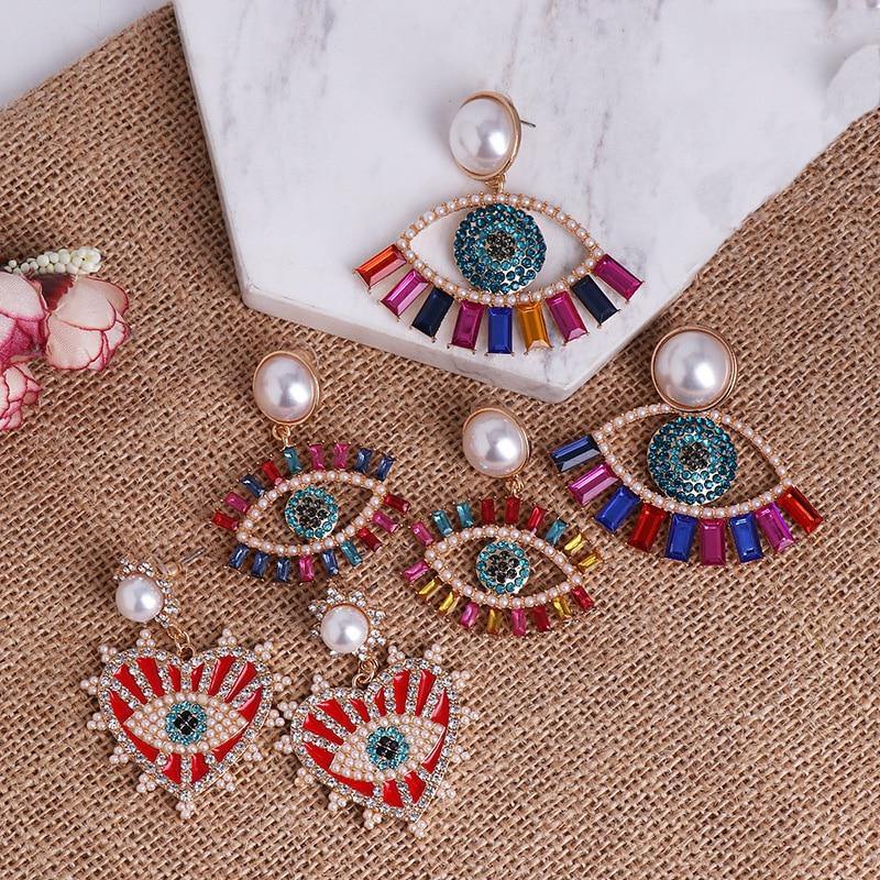 Evil Eye Hoop Earring For Women Love Heart Shape Drop Earrings - Vico Rena
