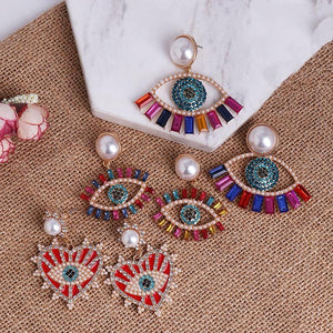 Evil Eye Hoop Earring For Women Love Heart Shape Drop Earrings - Vico Rena