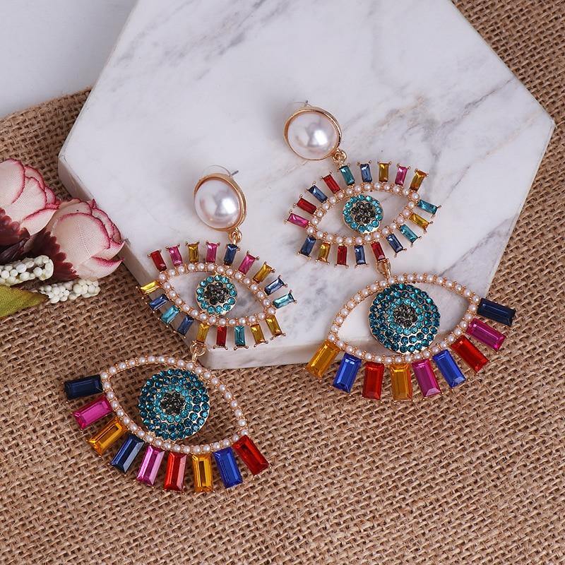 Evil Eye Hoop Earring For Women Love Heart Shape Drop Earrings - Vico Rena
