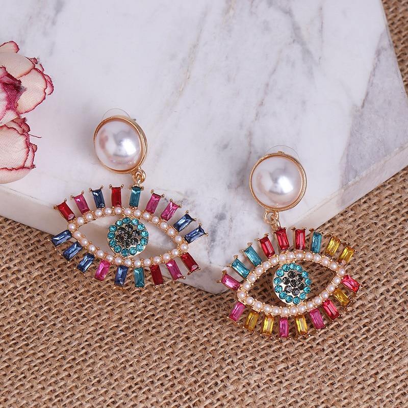 Evil Eye Hoop Earring For Women Love Heart Shape Drop Earrings - Vico Rena