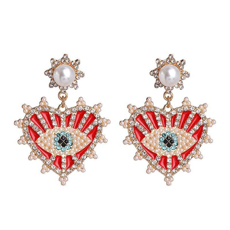 Evil Eye Hoop Earring For Women Love Heart Shape Drop Earrings - Vico Rena