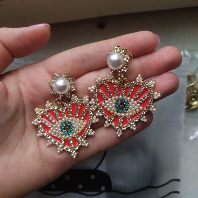 Evil Eye Hoop Earring For Women Love Heart Shape Drop Earrings - Vico Rena