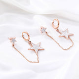 Shiny Jewellery Exaggeration Crystal Star Hoop Earrings for Women Stainless Steel