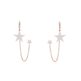 Shiny Jewellery Exaggeration Crystal Star Hoop Earrings for Women Stainless Steel