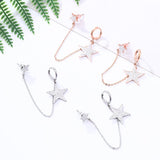 Shiny Jewellery Exaggeration Crystal Star Hoop Earrings for Women Stainless Steel