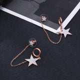 Shiny Jewellery Exaggeration Crystal Star Hoop Earrings for Women Stainless Steel