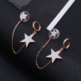 Shiny Jewellery Exaggeration Crystal Star Hoop Earrings for Women Stainless Steel