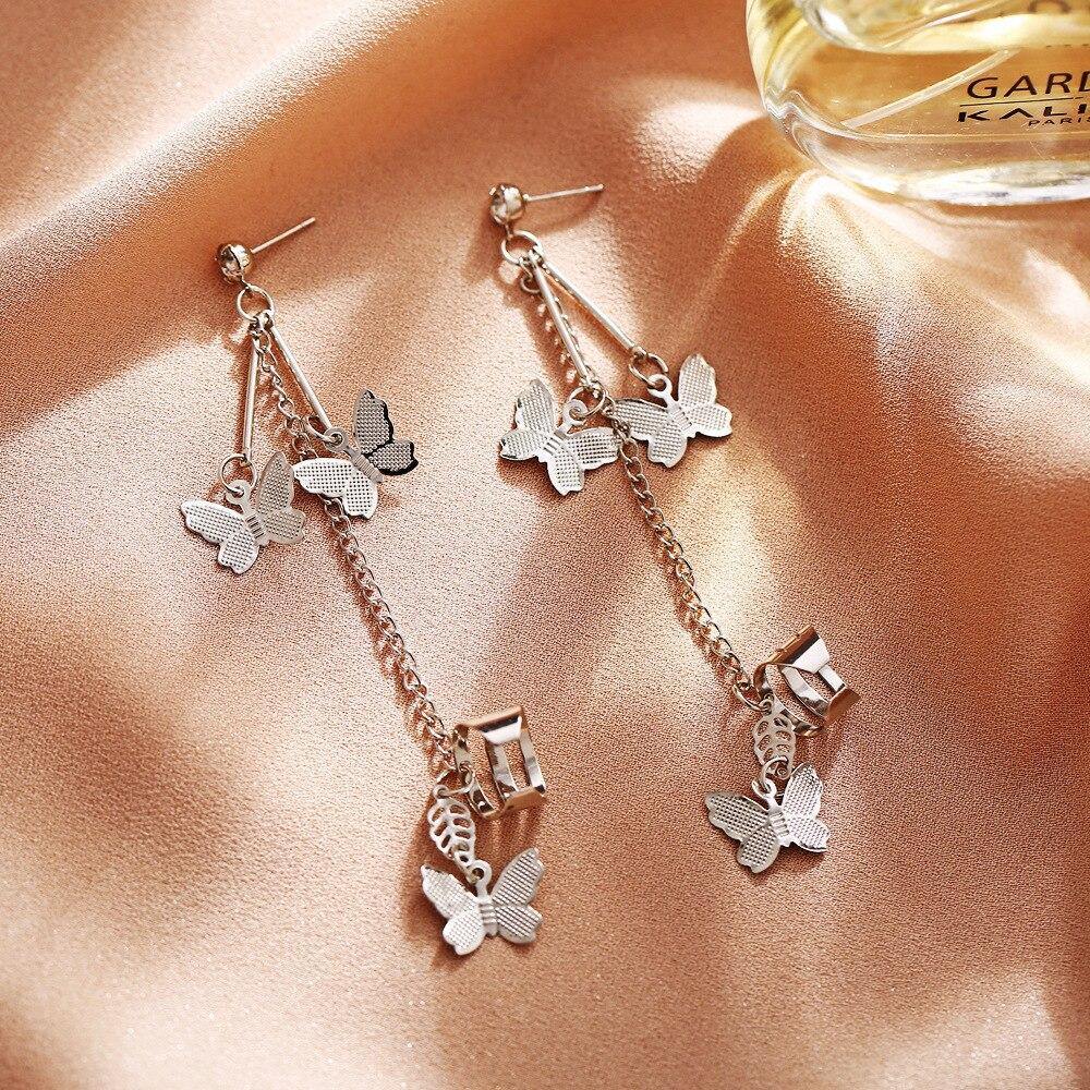 Fashion Butterfly Pendant Earrings Rhinestone Ear Studs - Vico Rena