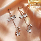 Fashion Butterfly Pendant Earrings Rhinestone Ear Studs - Vico Rena