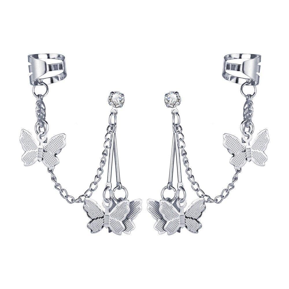 Fashion Butterfly Pendant Earrings Rhinestone Ear Studs - Vico Rena