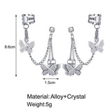 Fashion Butterfly Pendant Earrings Rhinestone Ear Studs - Vico Rena