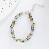 Shiny Jewellery Fashion Multi-section Geometric Square Colored Gemstone Crystal Bracelet